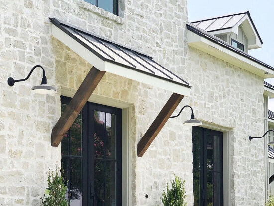 Cedar V Joint on Stone Mansion Awning