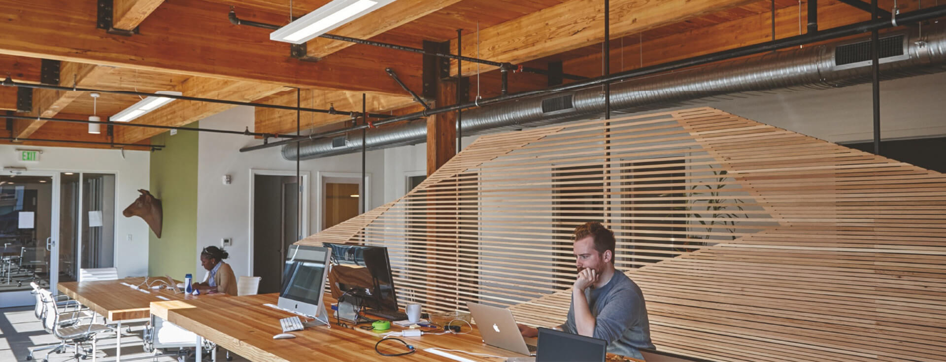 Workspace with Wood Accents
